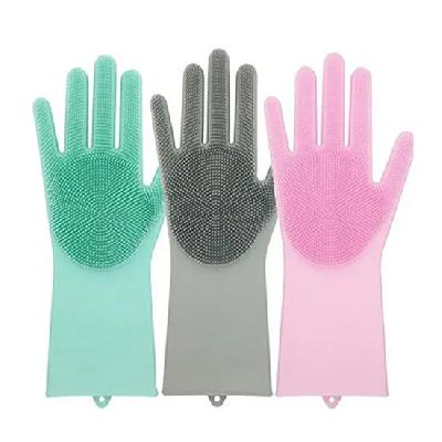 Magic Silicone Dish Washing Hand Gloves For Cleaning, Kitchen, Car, Bathroom And Pet Grooming