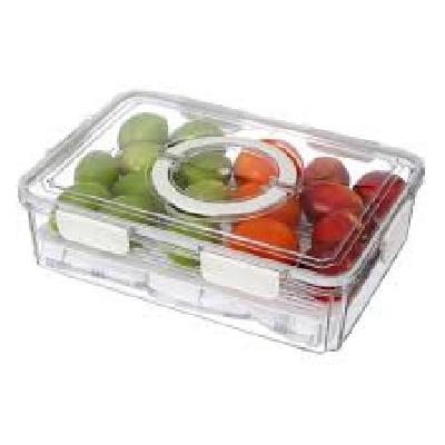 Plastic Storage 4 Sections Air Tight Transparent Food Container with Lid, 2000mL (Pack of 1)