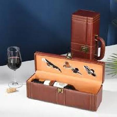 Leather Box Wine Tool Set
