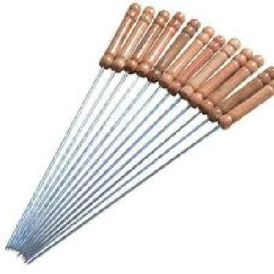 12 Pcs Barbecue Sticks Skewers With Wooden Handle and Stainless Steel Stick With Wooden Handle