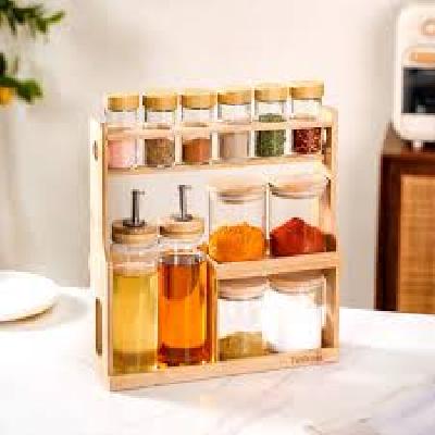 12 Piece Condiment Set Spice Rack and Masala Organizer and Spice Containers For Kitchen Storage
