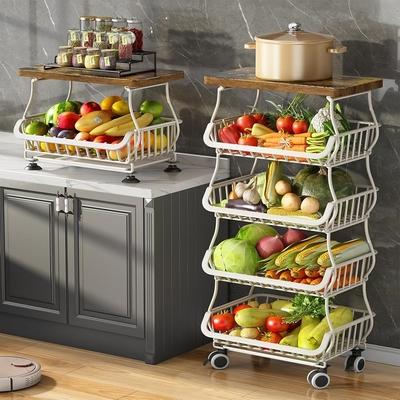 2 Layer Fruit And Vegetable Baskets Trolley and Potato Storage Basket For Modern Kitchen