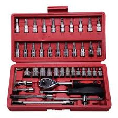 46 in 1 Pcs Tool Kit and Screwdriver and Socket Set Multi Purpose Hand Tool Kit Wrench Set Screwdriver