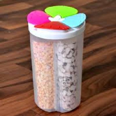 4 Section Airtight Transparent Container Jar and Cereal Dispenser Storage Container Bin