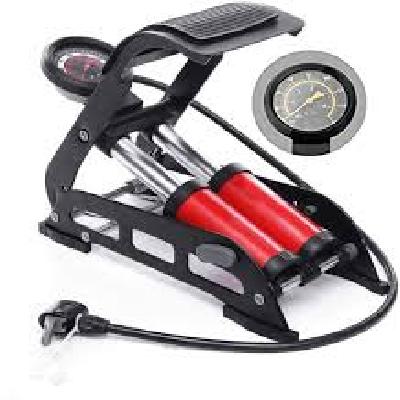 Double Cylinder Portable Foot Pump Air Tyre Inflator with Pressure Gauge for Car Tyres