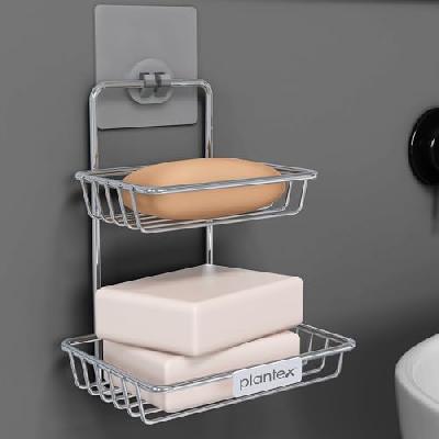 Double Layer Steel Soap Holder and Wall Hanging Soap Storage Rack and Bathroom Soap Holder