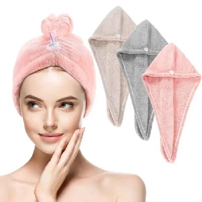 Hair Wrap Towel and Absorbent Cotton Towel For Hair Drying and Dry Shower Caps and Salon Towel