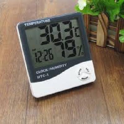 HTC Digital Thermo Hygrometer With Clock and Digital Table Clock 