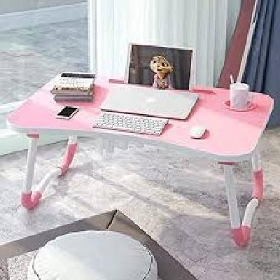 Laptop Table with Cup Holder , Study Table, Bed Table, Breakfast Table,  Non-Slip Leg (Pink)