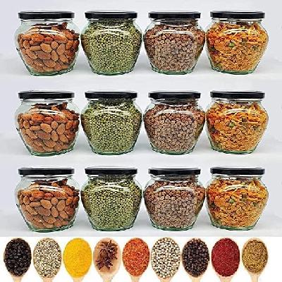 Matka Jar 250Ml With Golden Lid, Honey Jar, Cookie Jar for Storage of Spices and Dry Fruit