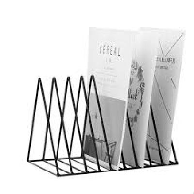 Multi Layer Book Stand and Metal Made Triangle Shape Book Magazine Stand Rack