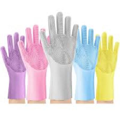 Silicone Dish Washing Gloves and Reusable Scrub Gloves and Dishwasher Gloves and Hand Scrubbing Gloves