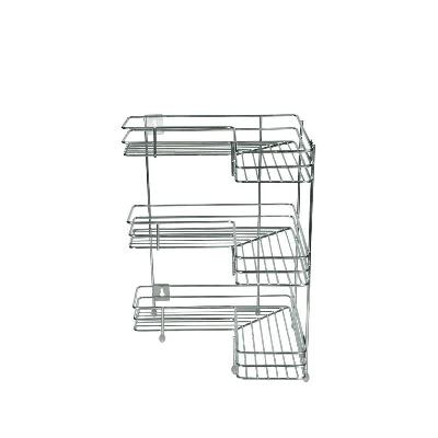 Single Layer L Shape Corner Kitchen Rack Steel Basket Trolley Multipurpose Storage Rack