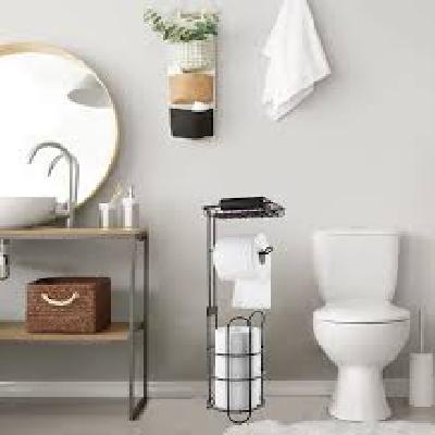 Toilet Paper Holder Shelf Tissue Roll Towel Storage Rack
