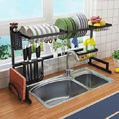 2-Tier For Kitchen Utensil Drainer Rack Over The Sink Rack Shelf Counter Organizer For Utensils