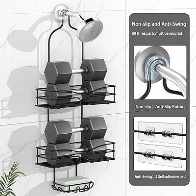 3 Tier Shower Head Caddy Bathroom Shelf Hanging Organizer Rack for Shampoo Conditioner Soap Towel