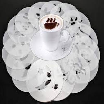 Coffee Stencil Set of 16 Pcs Template Strew Spray Stencils Milk Cake Cupcake Stencil Set