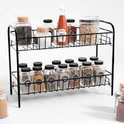 Kitchen Container with Multipurpose Shelf 2 Layer Spice Rack for Kitchen, Pantry, Free Standing