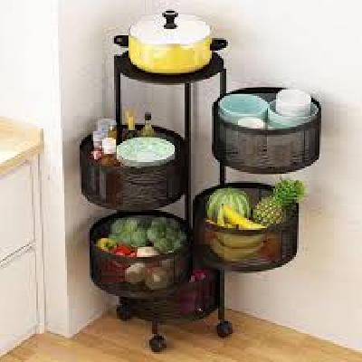 Revolving Fruit Basket Stand Vegetable, Storage Holder Kitchen Counter, Cabinet, Fruits, Vegetables