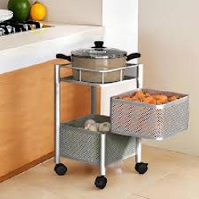 Stainless Steel 2 Tier Multipurpose Kitchen Storage Shelf  Spice and Vegetable Container Rack