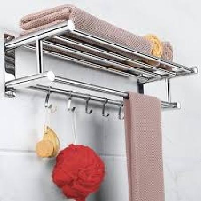 Swadhin Stainless Steel Double Layer Shelf with Towel Road