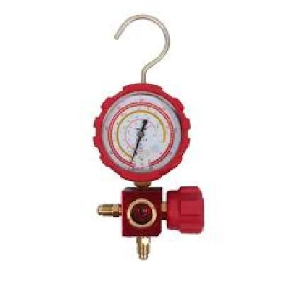 SINGLE MANIFOLD PRESSURE GAUGE RED WITH SIDE GLASS