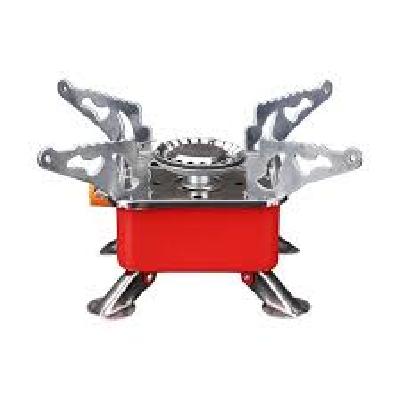 Red Stainless Steel Mini Camping Stove Camping Picnic Folding Stove