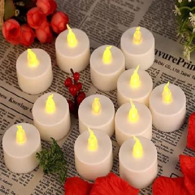 Festival Decorative - LED Yellow Tealight Candles (White, 24 Pcs)