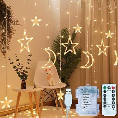 Hanging Star Set 138 LED  with 8 Flashing Modes Yellow