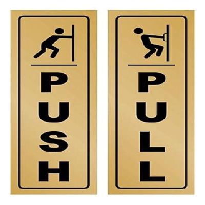 Push Pull Metal Sign Stickers Self Adhesive Stainless Steel Push 