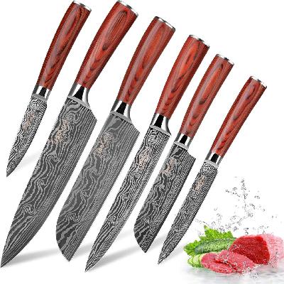 Red Handle Kitchen Knife Set