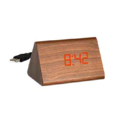 A110 - Triangle LED Wooden Clock (Actual Wood Used) (usb Cab