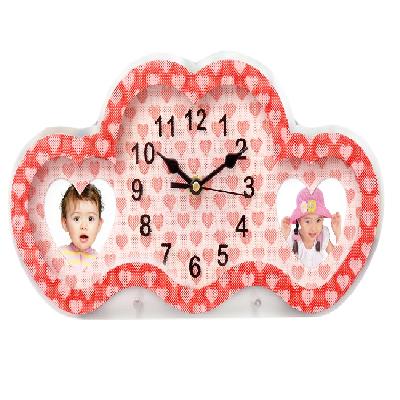 D28 - Heart Style 3d Illusion Clock with Dual Photo Frame