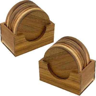 E310   Brando Round  Set Of 4 Round Wooden Coasters