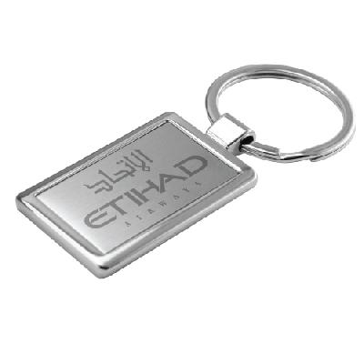 J68 - Round Metal Keychain With PU Base (Gunmetal Finish)