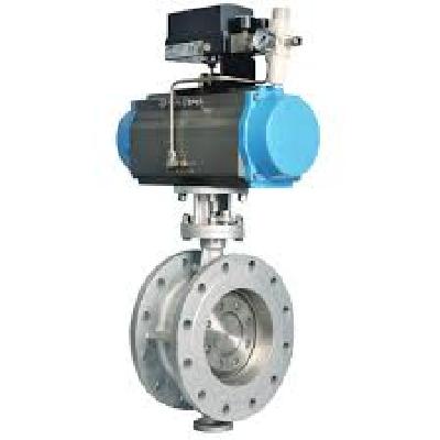 Triple Off Set Disc Wafer Type Butterfly Valve With Pneumatic Rotary Actuator