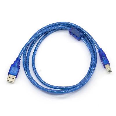 High Speed Transparent Blue USB 2.0 Printer Cable Type A Male to Type B Male
