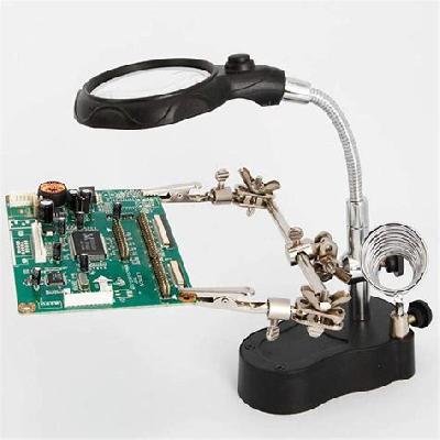 TE-801 Multi-function LED Magnifier PCB Soldering iron Stand Holder Table Magnifying glass .