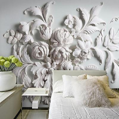 3D Floral Printed PVC Wallpaper