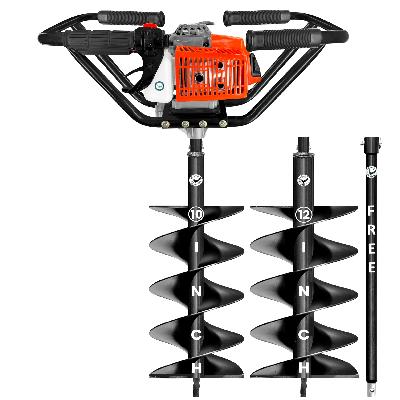 Heavy Duty One Man Operated Earth Auger with Free Auger Bit, 63cc, 4 Inch