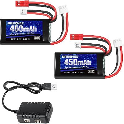 7.4V 450 mAh 2S LiPO Battery for Drones Quadcopter Blade RC model Aircraft Power