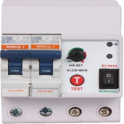 Single Phase 2 Pole ELCB   RCCB   ISI Marked MCB 32 A With High Voltage, Overload Protection