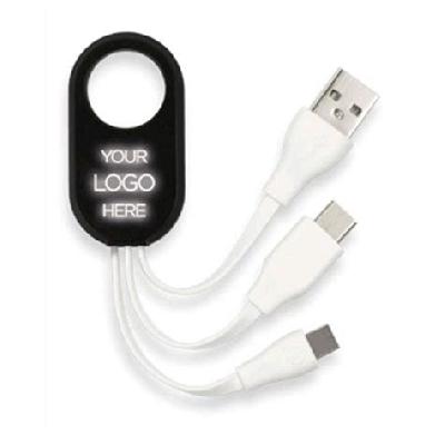 3 in 1 Data Cable with Light up logo (Micro/  iPhone  /C type)