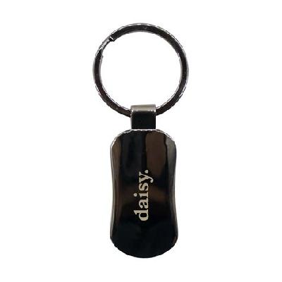 Barrel Shape Metal Keychain with Pu Base (Gunmetal Finish)