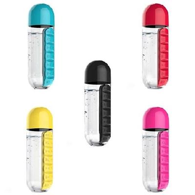 Glass Bottle with Pill Holder