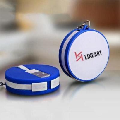 Round Data Cable With Keyring (for Android/Windows /Iphone)