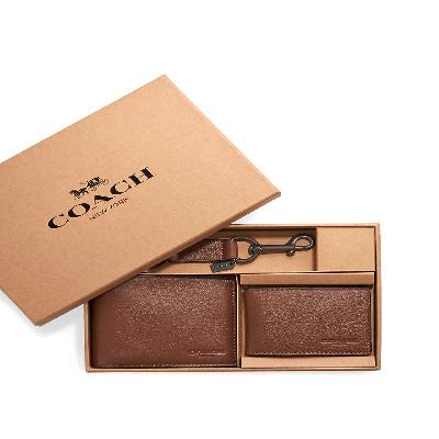 Set Of 3 : Rectangle Pu Keychain (J70), 3 In 1 Wallet (For Cash, Cards And Visiting Cards)