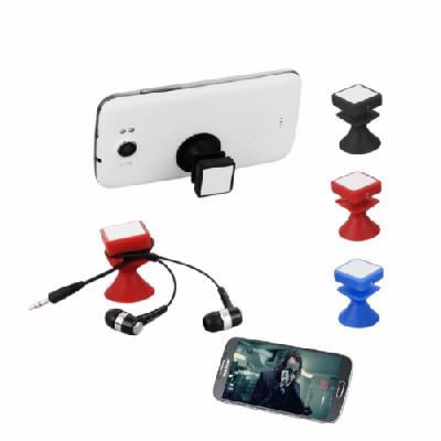 Silicon Vacuum Mobile Stand With Earphone Holder