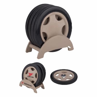 Tyre shape coaster set with stand (4 pcs)