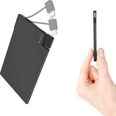 Ultra Slim Power Bank (2500 mAh) (in-built Cable)(for android and iPhones)